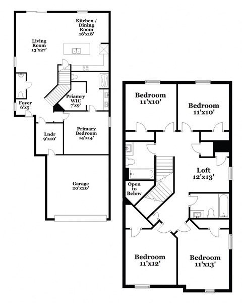 Floor plan for 5 beds, 3.5 baths, 2268 sqft
